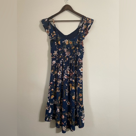 By & By High-Low Floral A-Line V-Neck Sun Dress with Drop Shoulder - Picture 2 of 4